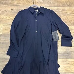 Tuckernuck Navy Crepe Callahan Shirt Dress